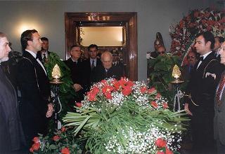 Roma: visita del Presidente della Repubblica alla salma dell'on. avv. Alfredo Pazzaglia, componente del CSM