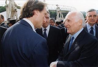 Intervento del Presidente della Repubblica all'apertura delle manifestazioni celebrative de "I 50 anni della Ferrari". Roma, Stadio dei Marmi