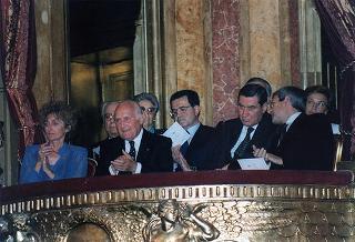 Roma, Teatro dell'Opera: intervento del Presidente della Repubblica al Concerto dell'Orchestra Sinfonica Nazionale della RAI, diretta dal Maestro Giuseppe Sinopoli, in occasione della Festa Nazionale della Repubblica
