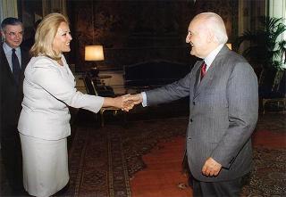 Il Presidente della Repubblica Oscar Luigi Scalfaro riceve la visita della dott.ssa Francesca Zannotti, nuovo componente del CSM