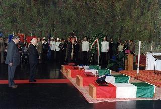 Intervento del Presidente della Repubblica ai funerali  dei quattro militari italiani del Contingente ITALAIR operante nell'ambito della missione di pace in Libano UNIFIL celebrati nel Centro Aviazione Esercito di Viterbo