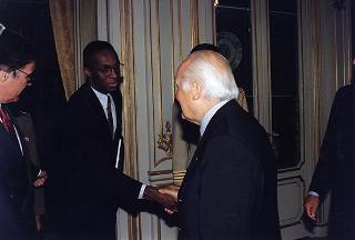 Il Presidente della Repubblica Oscar Luigi Scalfaro incontra Arthur Eggleton, ministro della Difesa del Canada