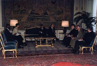 Il Presidente della Repubblica Oscar Luigi Scalfaro incontra Arthur Eggleton, ministro della Difesa del Canada