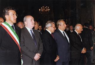 Intervento del Presidente della Repubblica Scalfaro alla 4^ celebrazione della ricognizione delle reliquie dei Santi Patroni, a Suno (Novara)