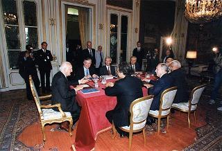 Dott. Carlo Azeglio Ciampi, on. prof. Vincenzo Visco, dott. Enrico Micheli e il Vice Presidente del Consiglio on. Walter Veltroni