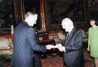 Carl Dietrich Wolfgang Vitzthum von Eckstadt, nuovo ambasciatore della Repubblica di Finlandia: presentazione lettere credenziali