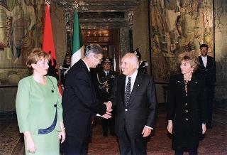 Incontro e successiva colazione in onore del Presidente della Repubblica d'Albania e della signora Medjani