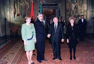 Incontro e successiva colazione in onore del Presidente della Repubblica d'Albania e della signora Medjani