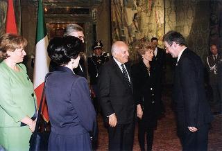 Incontro e successiva colazione in onore del Presidente della Repubblica d'Albania e della signora Medjani