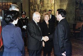 Incontro e successiva colazione in onore del Presidente della Repubblica d'Albania e della signora Medjani