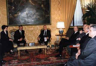 Incontro e successiva colazione in onore del Presidente della Repubblica d'Albania e della signora Medjani