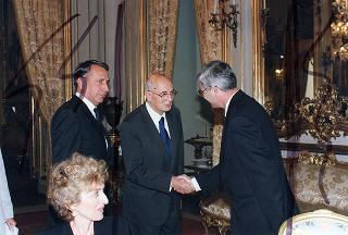 Incontro e successiva colazione in onore del Presidente della Repubblica d'Albania e della signora Medjani