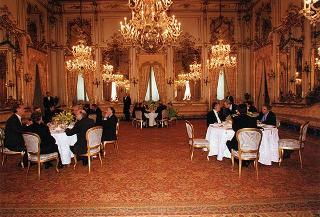 Incontro e successiva colazione in onore del Presidente della Repubblica d'Albania e della signora Medjani
