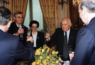 Incontro e successiva colazione in onore del Presidente della Repubblica d'Albania e della signora Medjani