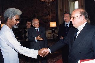 Prof. Wole Soyinka, Premio Nobel per la letteratura, e sen. Stefano Boco, vice presidente della Commissione Affari esteri ed emigrazione del Senato