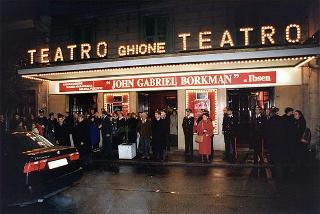 Intervento del Presidente della Repubblica alla rappresentazione dell'opera di Ibsen John Gabriel Borkmam. Roma,Teatro Ghione
