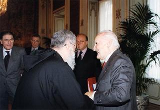 Padre abate Jean Slim, superiore generale dell'Ordine Maronita, ed alcuni padri maroniti