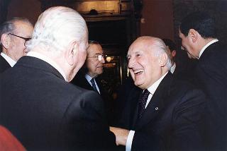 Roma, Palazzo Giustiniani: intervento del Presidente della Repubblica all'incontro con i Costituenti, in occasione delle celebrazioni del 50° anniversario della Costituzione