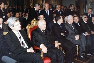 Roma, Palazzo Giustiniani: intervento del Presidente della Repubblica all'incontro con i Costituenti, in occasione delle celebrazioni del 50° anniversario della Costituzione