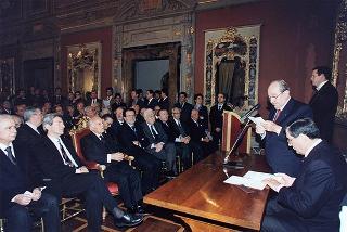 Roma, Palazzo Giustiniani: intervento del Presidente della Repubblica all'incontro con i Costituenti, in occasione delle celebrazioni del 50° anniversario della Costituzione
