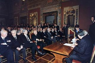 Roma, Palazzo Giustiniani: intervento del Presidente della Repubblica all'incontro con i Costituenti, in occasione delle celebrazioni del 50° anniversario della Costituzione