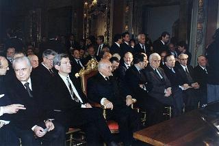 Roma, Palazzo Giustiniani: intervento del Presidente della Repubblica all'incontro con i Costituenti, in occasione delle celebrazioni del 50° anniversario della Costituzione