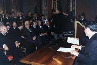 Roma, Palazzo Giustiniani: intervento del Presidente della Repubblica all'incontro con i Costituenti, in occasione delle celebrazioni del 50° anniversario della Costituzione