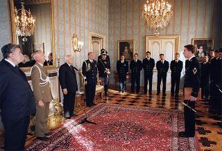 Delegazione di allievi dell'Accademia Navale di Livorno, in servizio di guardia d'onore al Palazzo del Quirinale