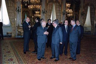 On. Giuseppe Avolio, presidente della Confederazione italiana degli agricoltori, con i presidenti regionali e provinciali, per il 20° anniversario di fondazione della CIA