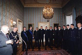 Delegazione di ufficiali e militari di truppa della Compagnia d'onore dell'Aeronautica Militare, in servizio di guardia d'onore al Palazzo del Quirinale