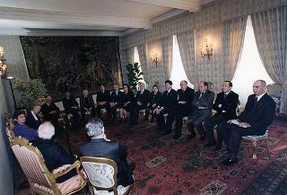 Maria Elisabetta Nannini Falchi, presidente dell'Associazione famiglie di fanciulli e adulti subnormali, e gli esponenti del sodalizio, per il 40° anniversario di fondazione dell'ANFFAS