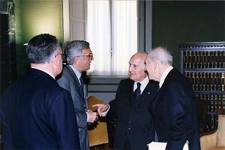 Roma, Istituto dell'Enciclopedia Italiana: intervento del Presidente della Repubblica alla conferenza del prof. Franco Modiglioni, Premio Nobel per l'economia, sul tema "Disoccupazione nell'euro e prestigio dell'euro", organizzata dall'Istituto La Malfa