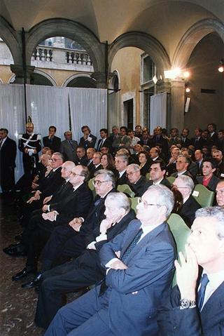 Roma, Istituto dell'Enciclopedia Italiana: intervento del Presidente della Repubblica alla conferenza del prof. Franco Modiglioni, Premio Nobel per l'economia, sul tema "Disoccupazione nell'euro e prestigio dell'euro", organizzata dall'Istituto La Malfa