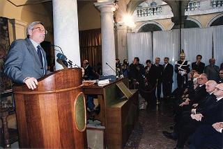 Roma, Istituto dell'Enciclopedia Italiana: intervento del Presidente della Repubblica alla conferenza del prof. Franco Modiglioni, Premio Nobel per l'economia, sul tema "Disoccupazione nell'euro e prestigio dell'euro", organizzata dall'Istituto La Malfa