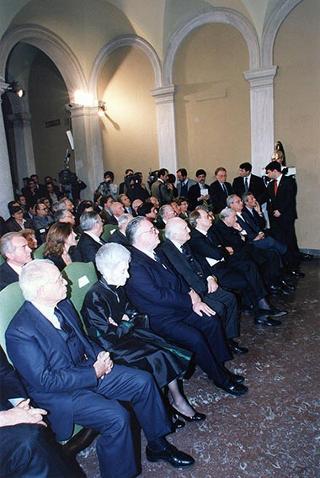 Roma, Istituto dell'Enciclopedia Italiana: intervento del Presidente della Repubblica alla conferenza del prof. Franco Modiglioni, Premio Nobel per l'economia, sul tema "Disoccupazione nell'euro e prestigio dell'euro", organizzata dall'Istituto La Malfa