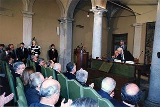 Roma, Istituto dell'Enciclopedia Italiana: intervento del Presidente della Repubblica alla conferenza del prof. Franco Modiglioni, Premio Nobel per l'economia, sul tema "Disoccupazione nell'euro e prestigio dell'euro", organizzata dall'Istituto La Malfa