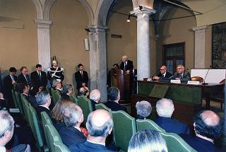Roma, Istituto dell'Enciclopedia Italiana: intervento del Presidente della Repubblica alla conferenza del prof. Franco Modiglioni, Premio Nobel per l'economia, sul tema "Disoccupazione nell'euro e prestigio dell'euro", organizzata dall'Istituto La Malfa