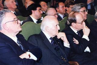 Roma, Istituto dell'Enciclopedia Italiana: intervento del Presidente della Repubblica alla conferenza del prof. Franco Modiglioni, Premio Nobel per l'economia, sul tema "Disoccupazione nell'euro e prestigio dell'euro", organizzata dall'Istituto La Malfa
