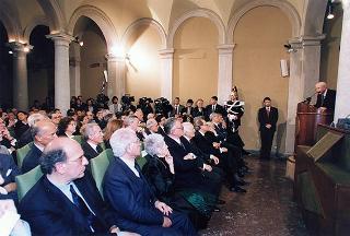 Roma, Istituto dell'Enciclopedia Italiana: intervento del Presidente della Repubblica alla conferenza del prof. Franco Modiglioni, Premio Nobel per l'economia, sul tema "Disoccupazione nell'euro e prestigio dell'euro", organizzata dall'Istituto La Malfa
