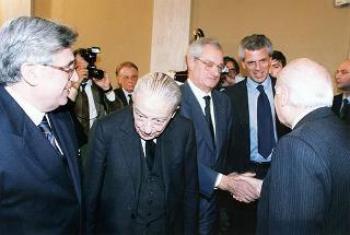 Roma, Istituto dell'Enciclopedia Italiana: intervento del Presidente della Repubblica alla conferenza del prof. Franco Modiglioni, Premio Nobel per l'economia, sul tema "Disoccupazione nell'euro e prestigio dell'euro", organizzata dall'Istituto La Malfa