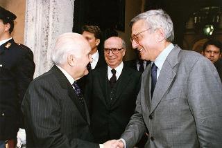 Roma, Istituto dell'Enciclopedia Italiana: intervento del Presidente della Repubblica alla conferenza del prof. Franco Modiglioni, Premio Nobel per l'economia, sul tema "Disoccupazione nell'euro e prestigio dell'euro", organizzata dall'Istituto La Malfa