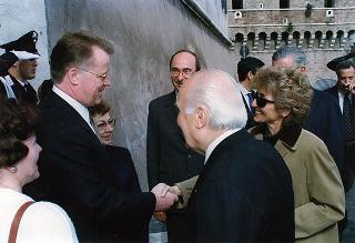 Roma, Castel Sant'Angelo: intervento del Presidente della Repubblica, unitamente al Presidente della Lettonia, all'inaugurazione della Mostra sull'artigianato tessile lettone