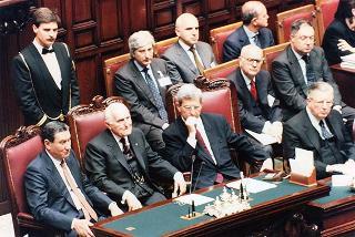 Roma, Aula della Camera dei Deputati: intervento del Presidente della Repubblica alla cerimonia conclusiva delle Giornate di studio in memoria di Aldo Moro, nel ventennale della scomparsa, sul tema "Le Assemblee elettive nell'evoluzione della democrazia italiana (1978-1988)"