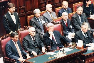 Roma, Aula della Camera dei Deputati: intervento del Presidente della Repubblica alla cerimonia conclusiva delle Giornate di studio in memoria di Aldo Moro, nel ventennale della scomparsa, sul tema "Le Assemblee elettive nell'evoluzione della democrazia italiana (1978-1988)"