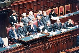 Roma, Aula della Camera dei Deputati: intervento del Presidente della Repubblica alla cerimonia conclusiva delle Giornate di studio in memoria di Aldo Moro, nel ventennale della scomparsa, sul tema "Le Assemblee elettive nell'evoluzione della democrazia italiana (1978-1988)"