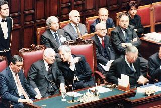 Roma, Aula della Camera dei Deputati: intervento del Presidente della Repubblica alla cerimonia conclusiva delle Giornate di studio in memoria di Aldo Moro, nel ventennale della scomparsa, sul tema "Le Assemblee elettive nell'evoluzione della democrazia italiana (1978-1988)"