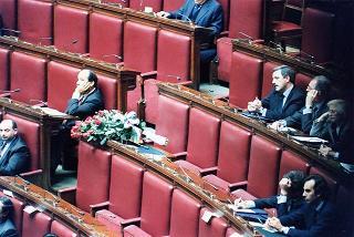 Roma, Aula della Camera dei Deputati: intervento del Presidente della Repubblica alla cerimonia conclusiva delle Giornate di studio in memoria di Aldo Moro, nel ventennale della scomparsa, sul tema "Le Assemblee elettive nell'evoluzione della democrazia italiana (1978-1988)"