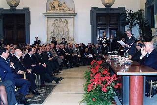 Roma, Sala della Protomoteca in Campidoglio: intervento del Presidente della Repubblica alla celebrazione del cinquantenario dell'elezione di Luigi Einaudi alla Presidenza della Repubblica