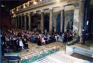 Roma, Chiesa di S. Maria in Trastevere: visita del Presidente della Repubblica alla Comunità di S. Egidio nel 30° anniversario di attività dell'Associazione