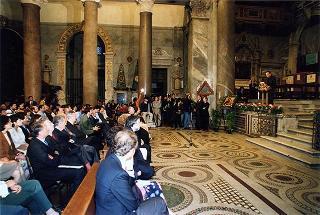 Roma, Chiesa di S. Maria in Trastevere: visita del Presidente della Repubblica alla Comunità di S. Egidio nel 30° anniversario di attività dell'Associazione